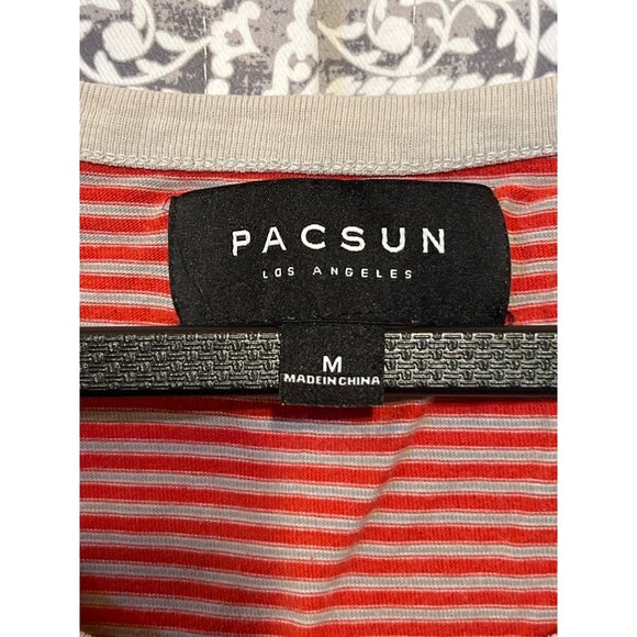 Pacsun Mens Red & White Striped Tank Top Size M With Embroidered Detail - Picture 7 of 10